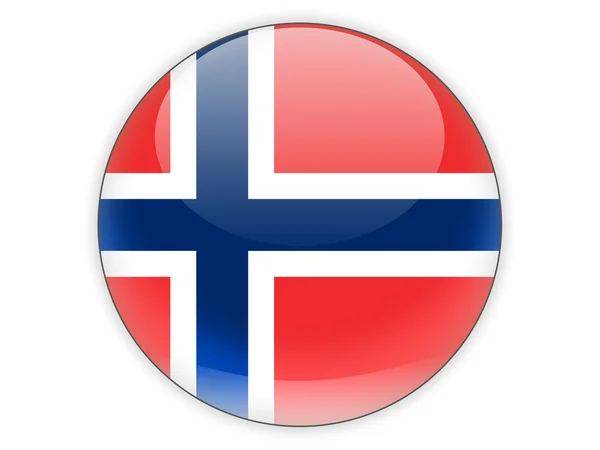 Norveç bayrağı ile yuvarlak simge — Stok fotoğraf