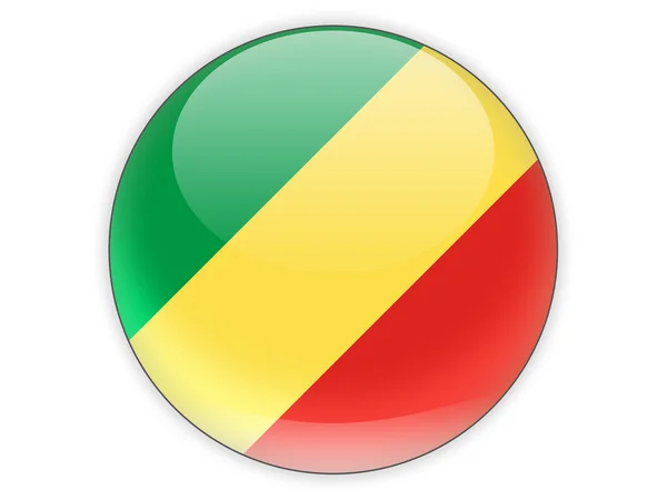 Ícone redondo com bandeira da república do congo — Fotografia de Stock