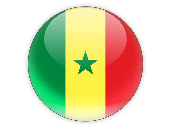 Ícone redondo com bandeira do senegal — 图库照片