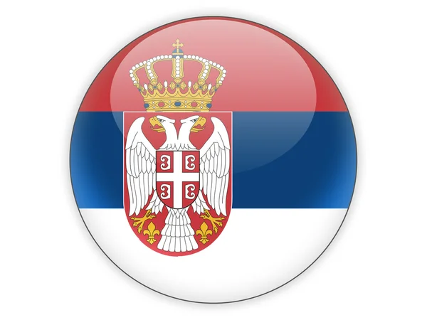 Ícone redondo com bandeira da Sérvia — Fotografia de Stock