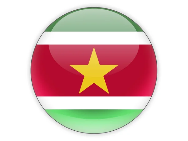Круглая иконка с флагом Суринама — стоковое фото
