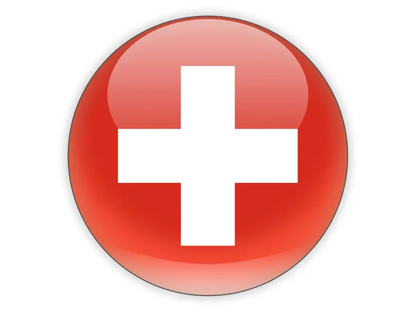 Icona rotonda con bandiera della Svizzera — Foto Stock