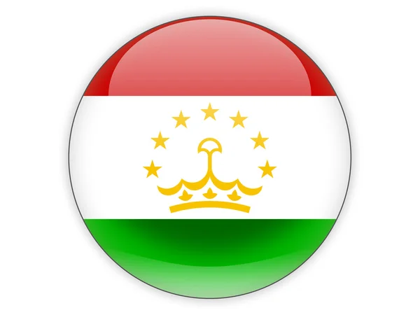 Кругла ікона з прапором Таджикистану — стокове фото