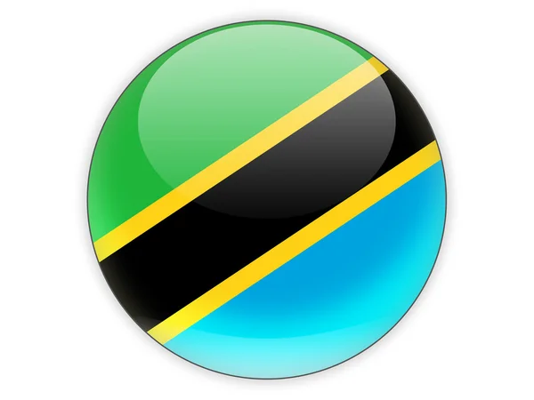Runde Ikone mit Flagge von Tansania — Stockfoto