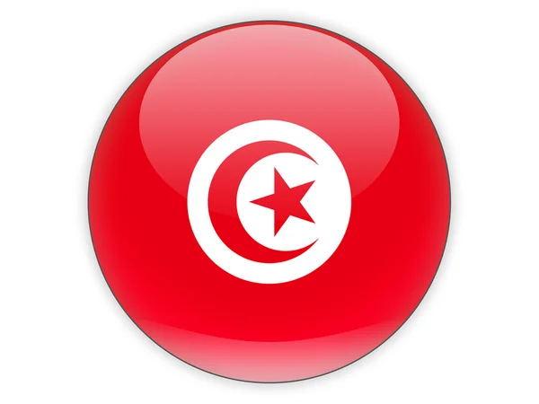 Runda ikonen med flagga Tunisien — Stockfoto