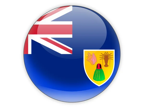 Runde Ikone mit Flagge der Türken und Caicos-Inseln — Stockfoto