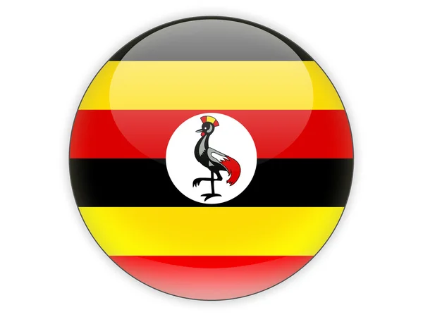 Ícone redondo com a bandeira de Uganda — Fotografia de Stock