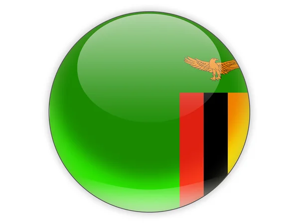 Ícone redondo com bandeira da Zâmbia — Fotografia de Stock