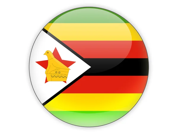 Icono redondo con bandera de zimbabwe — Foto de Stock