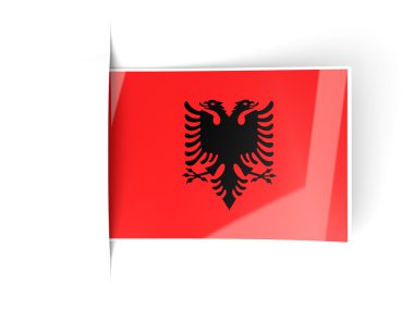 Arnavutluk bayrağı ile kare etiketi