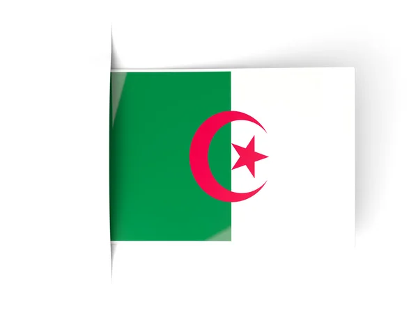 Rótulo quadrado com bandeira de algeria — Fotografia de Stock