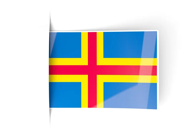 Aland Adaları bayrağı ile kare etiketi — Stok fotoğraf