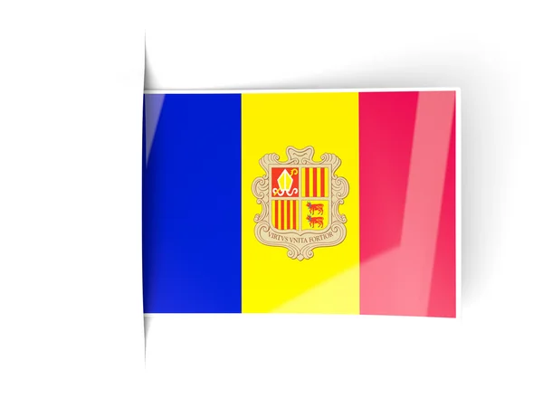 Čtvercový popisek s Andorrská vlajka — Stock fotografie