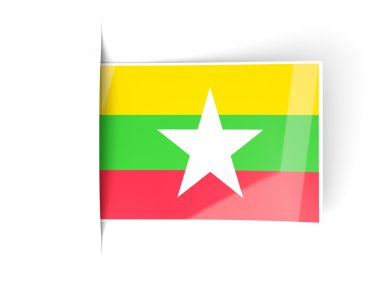 Myanmar bayrağı ile kare etiketi