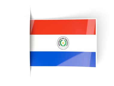 Paraguay Cumhuriyeti bayrağı ile kare etiketi