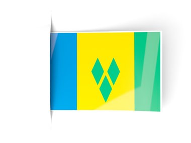 Saint vincent ve Grenadinler bayrağı ile kare etiketi