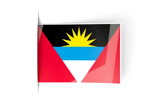 Square label with flag of antigua and barbuda — Stock Photo, Image