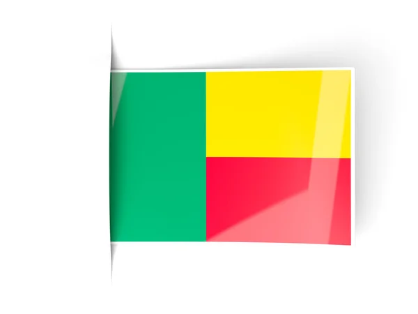 Benin bayrağı ile kare etiketi — Stok fotoğraf
