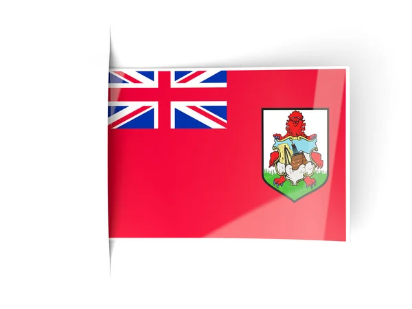 Etiqueta cuadrada con bandera de bermudas — Foto de Stock