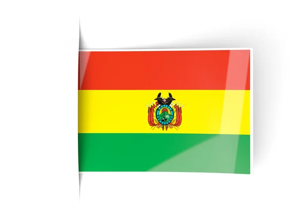 Quadratisches Etikett mit Flagge von Bolivien — Stockfoto