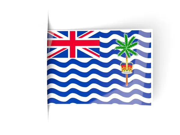 Τετράγωνη ετικέτα με την σημαία του βρετανικού εδάφους Ινδικού Ωκεανού — Φωτογραφία Αρχείου