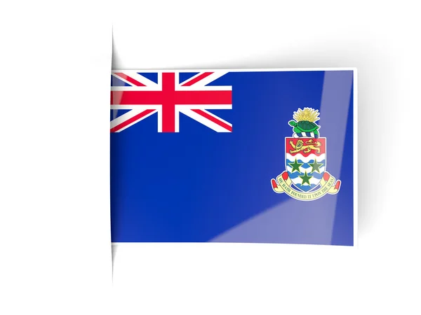 Etiqueta cuadrada con bandera de las islas Caimán — Foto de Stock