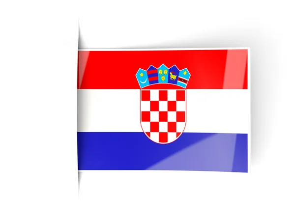 Etiqueta cuadrada con bandera de croacia — Foto de Stock