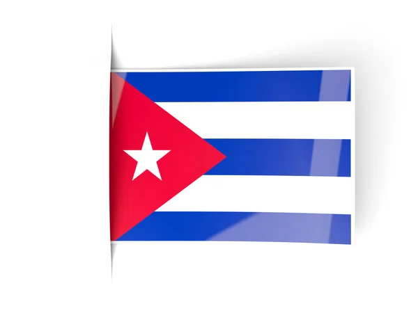 Vierkante label met vlag van cuba — Stockfoto