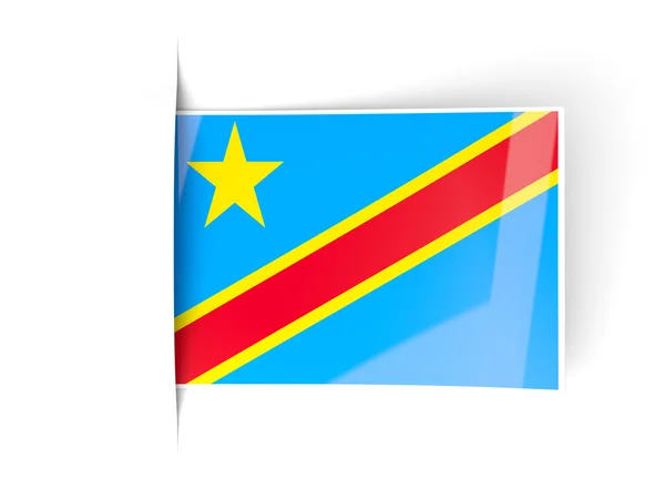 Etichetta quadrata con bandiera della repubblica democratica del congo — Foto Stock