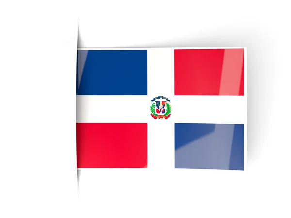 Fyrkantig etikett med Dominikanska republikens flagga — Stockfoto