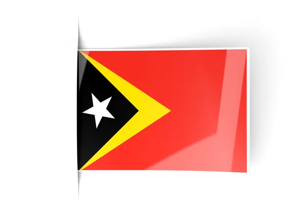 Etiqueta cuadrada con bandera de Timor Oriental —  Fotos de Stock