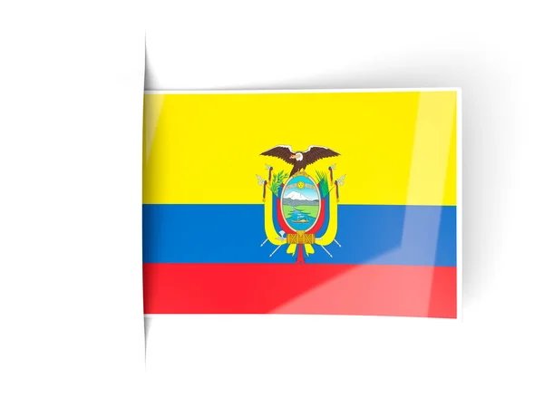 Čtvercový popisek s vlajka Ekvádoru — Stock fotografie