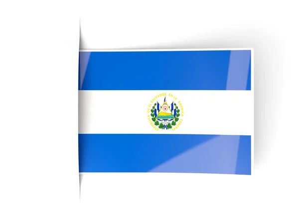 Rótulo quadrado com bandeira de el salvador — Fotografia de Stock