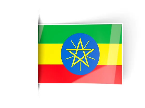 Étiquette carrée avec drapeau d'éthiopie — Photo