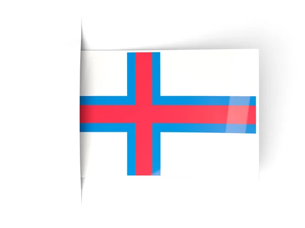 Rótulo quadrado com bandeira de ilhas faroé — Fotografia de Stock