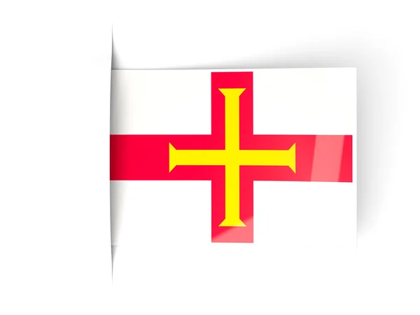 Čtvercový popisek s vlajka guernsey — Stock fotografie