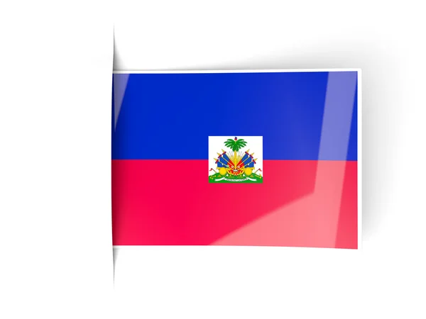 Fyrkantig etikett med flagga i haiti — Stockfoto
