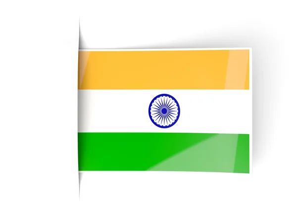 Fyrkantig etikett med flagga i Indien — Stockfoto