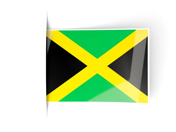 Jamaika bayrağı ile kare etiketi — Stok fotoğraf