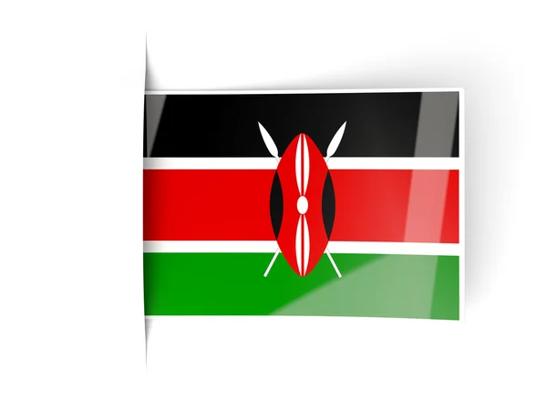 Fyrkantig etikett med flagga i kenya — Stockfoto