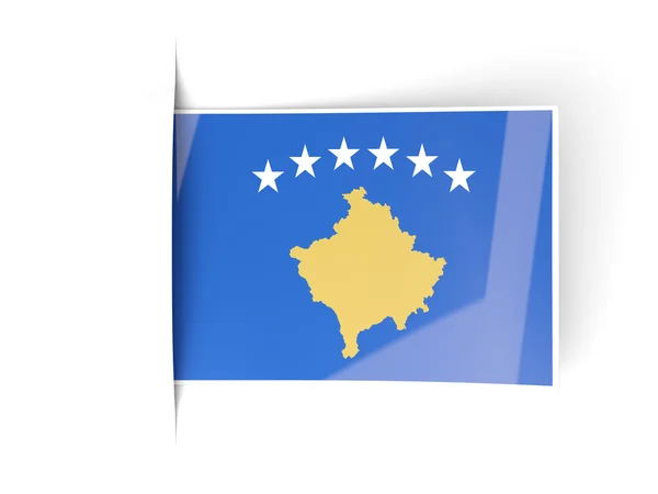 Kwadrat etykieta flaga Kosowa — Zdjęcie stockowe