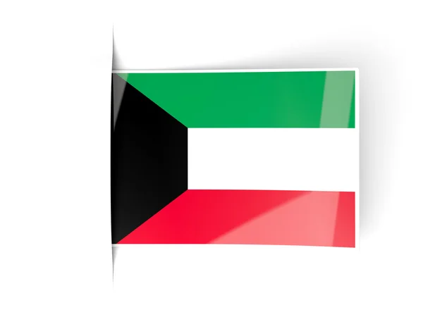 Fyrkantig etikett med flagga kuwait — Stockfoto