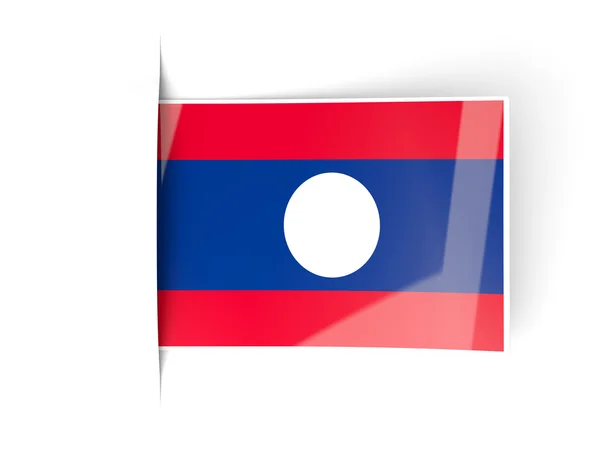 Rótulo quadrado com bandeira de laos — Fotografia de Stock