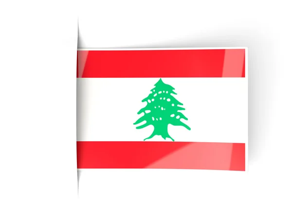 Square label with flag of lebanon — Stock Photo, Image