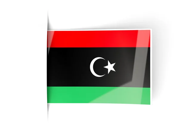 Etichetta quadrata con bandiera di libya — Foto Stock