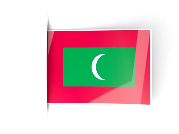 Etiqueta cuadrada con bandera de las maldivas — Foto de Stock