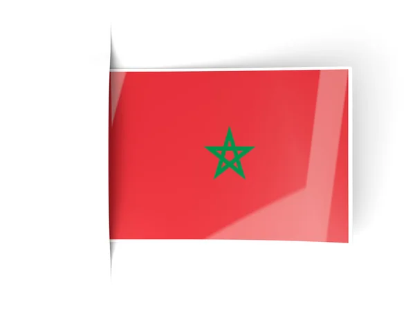 Rótulo quadrado com bandeira de morocco — Fotografia de Stock