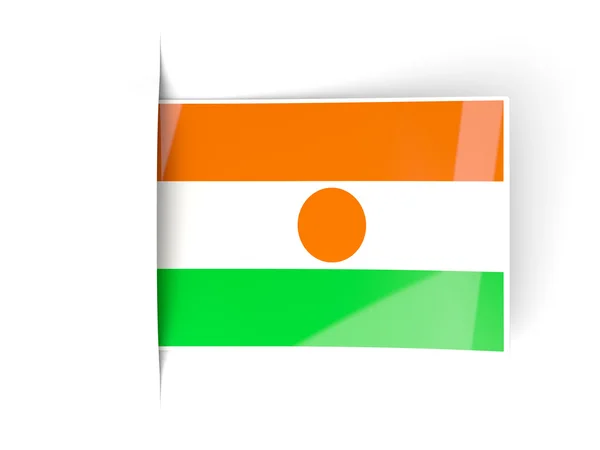 Τετράγωνη ετικέτα με την σημαία του Νίγηρα — Φωτογραφία Αρχείου