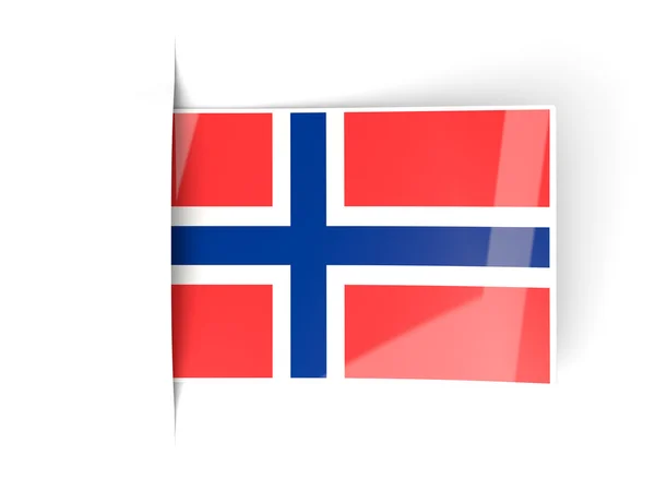 Quadratisches Etikett mit norwegischer Flagge — Stockfoto