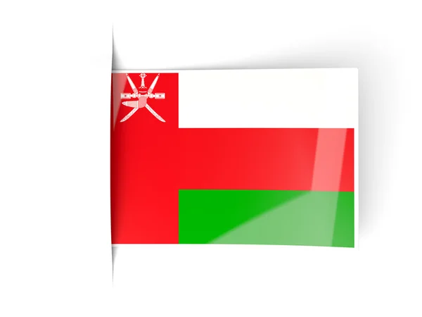 Etiqueta cuadrada con bandera de Oman — Foto de Stock
